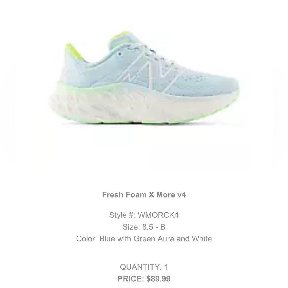 New Balance Fresh Foam X More v4 Blue and Green Sneakers